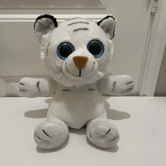Aliki White Tiger Plush Big Blue Eyes 11" Stuffed Animal Toy - Picture 2 of 9